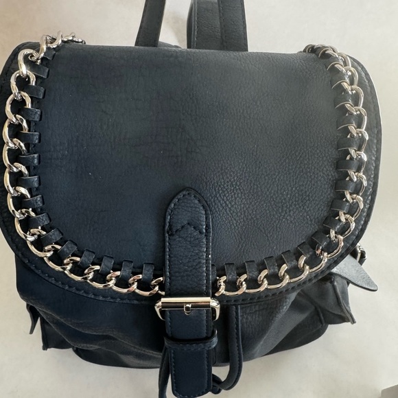 Black Rivet Navy Blue Chain-Trim Backpack - Picture 2 of 8